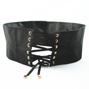 Adjustable Black Satin Fabric Belt