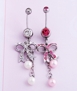 Bow Diamond Pearl Navel Jewelry Piercing Fashion Jewellery